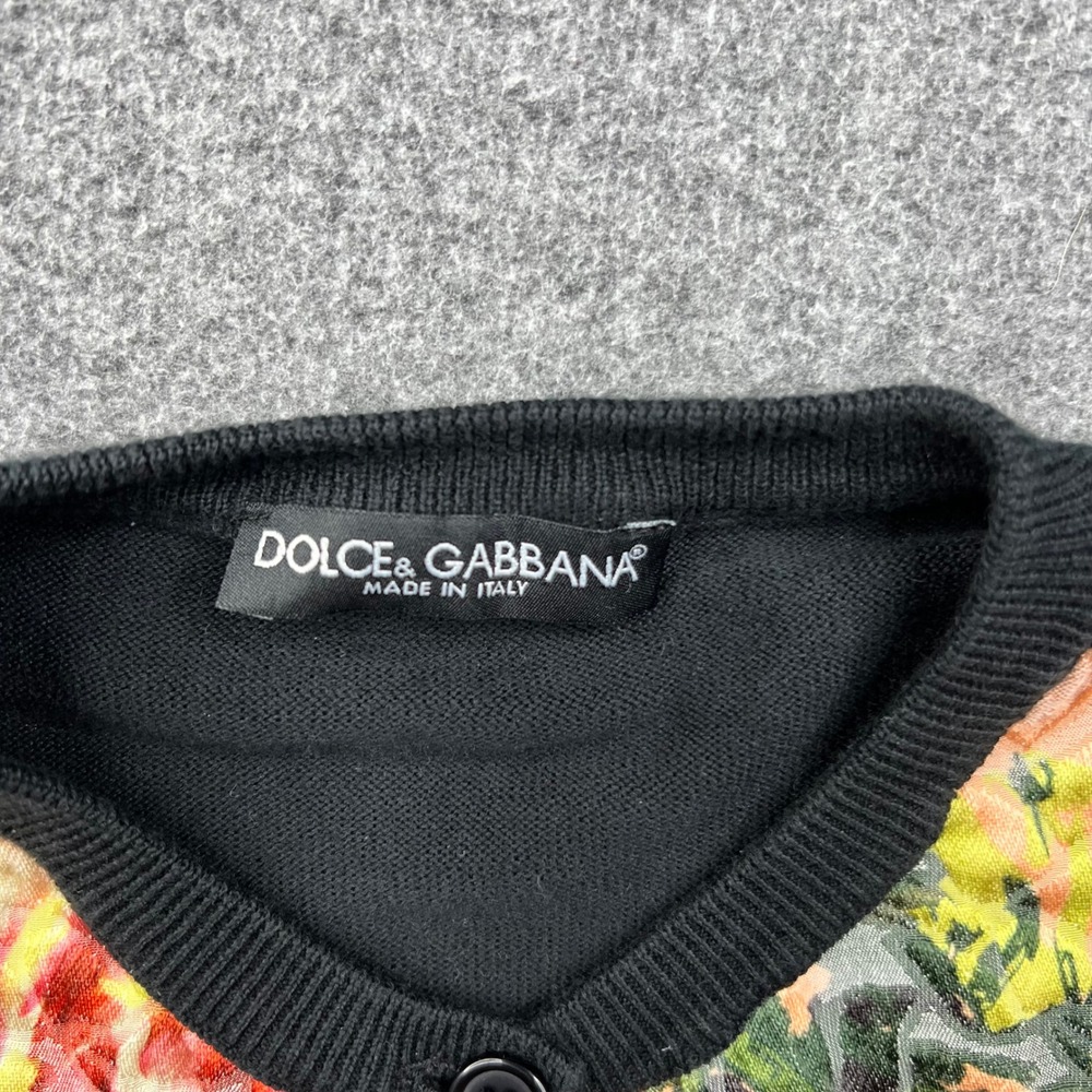 Dolce & Gabbana Sweater Women Small Black Cardigan Floral Silk Front Button Knit - Picture 7 of 16